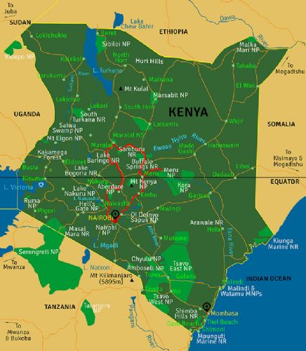 Map Northern Rift Kenya (9 days)